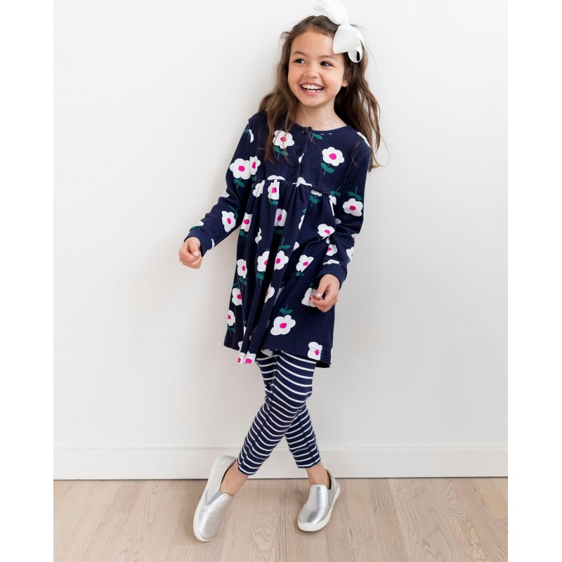 Little Flower Allover Blue Flared Girl Dress