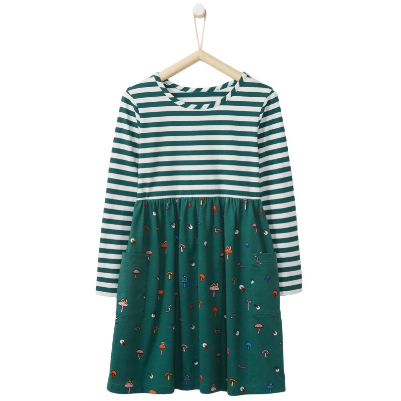 Green Striped Fireworm and Mushroom Kid Dress