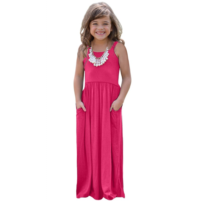 Rose Girls Suspender Pocket Dress