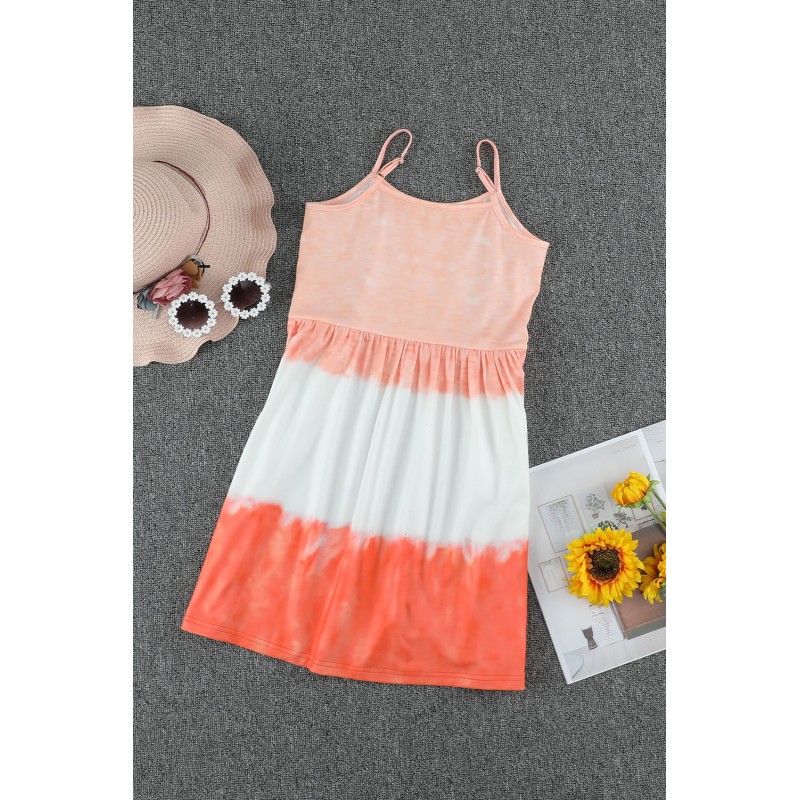 Orange Ombre Tie-dye Sleeveless Flowy Kids' Parent-child Dress