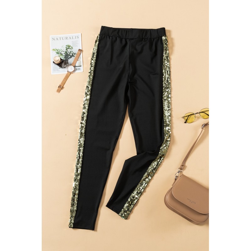 Sequin Skinny Ankle Length High Waist Pants