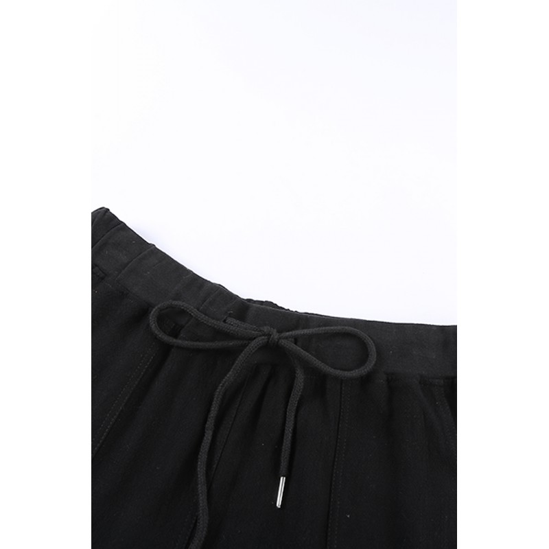 Black Pocketed Drawstring Joggers