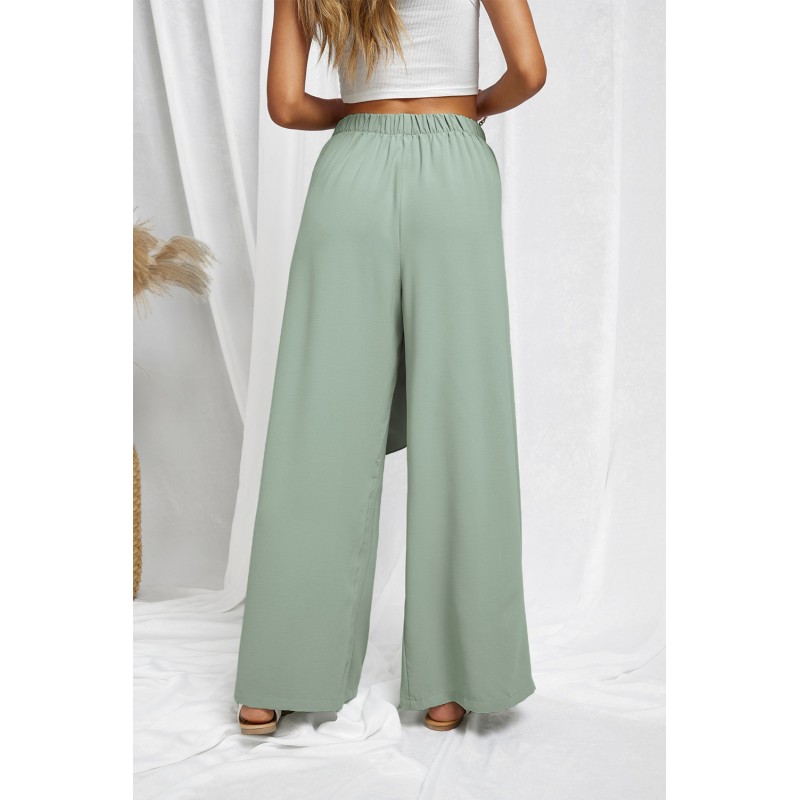 Green Tie Knot Wide Leg Pants