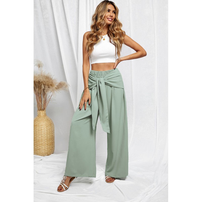 Green Tie Knot Wide Leg Pants