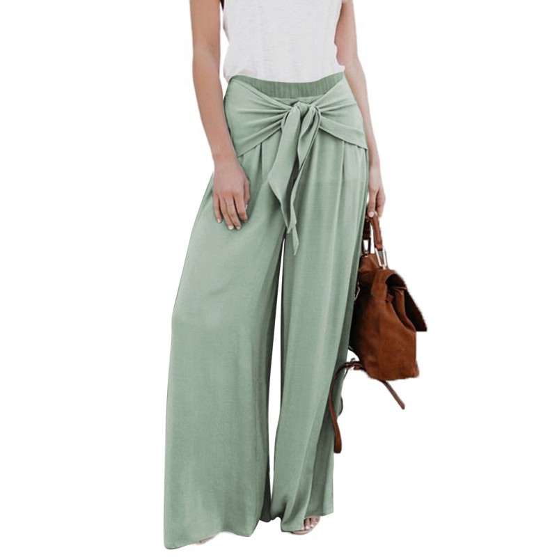 Green Tie Knot Wide Leg Pants