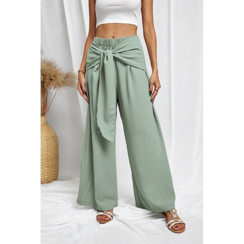 Green Tie Knot Wide Leg Pants