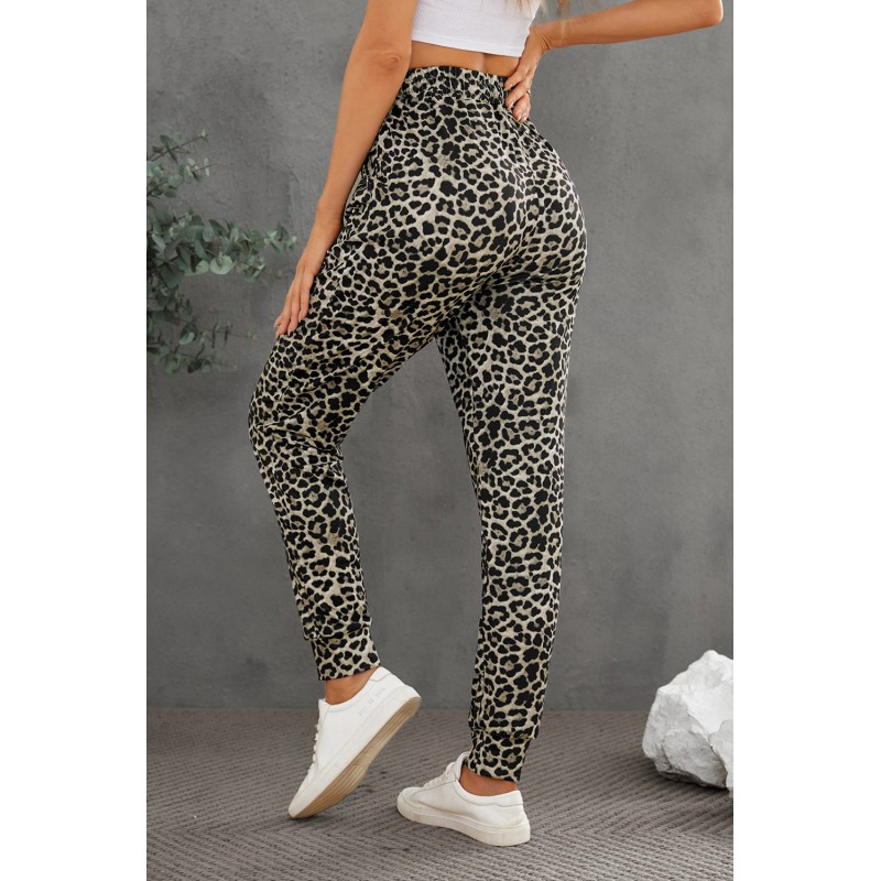 Leopard Print High Waist Slim-fit Pants