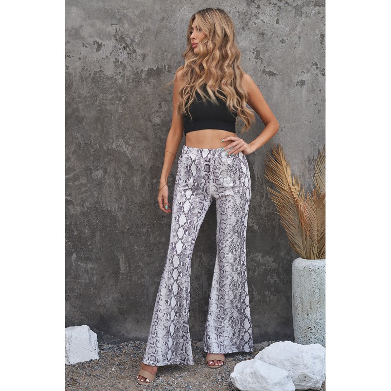 Snakeskin Print Wide Legs Pants