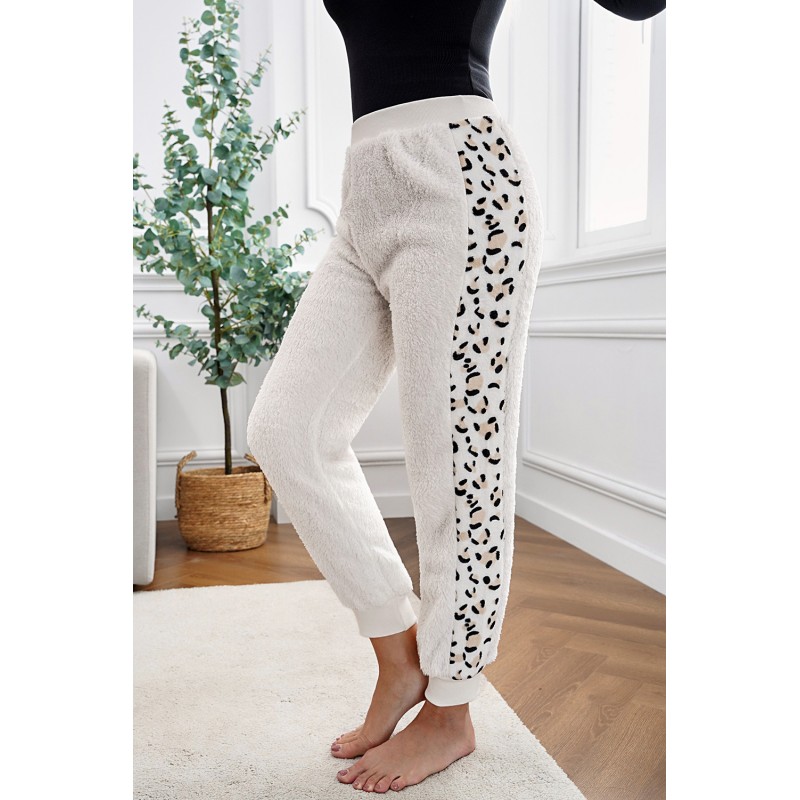 Leopard Patchwork Plush Jogger Pants