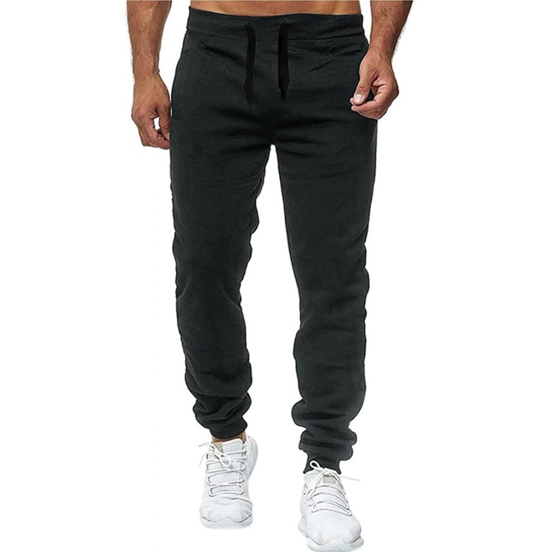 Gray Drawstring Elastic Waist Men's Casual Joggers