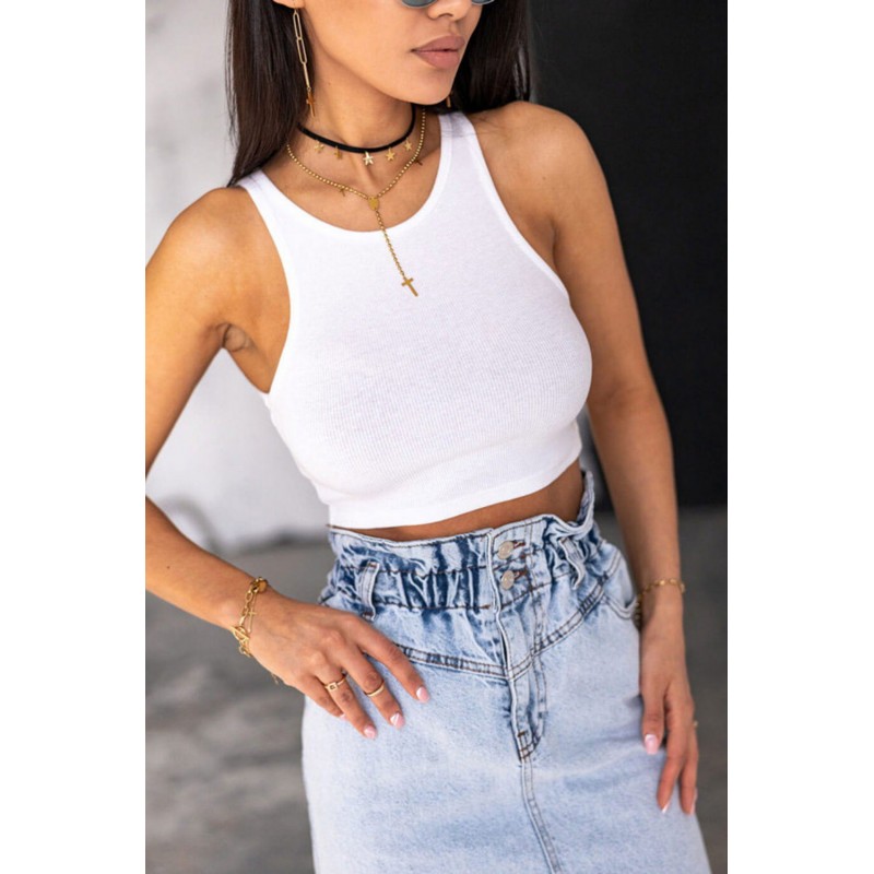 Sky Blue High Waist Hole Denim Skirts