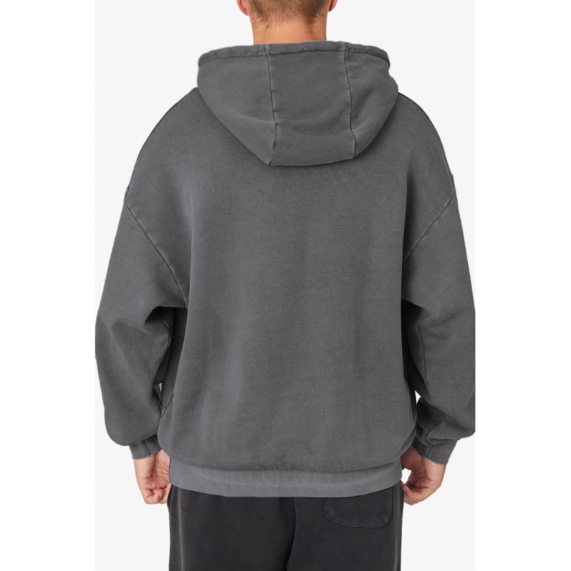 Gray Drop-shoulder Pullover Men's Hoodie