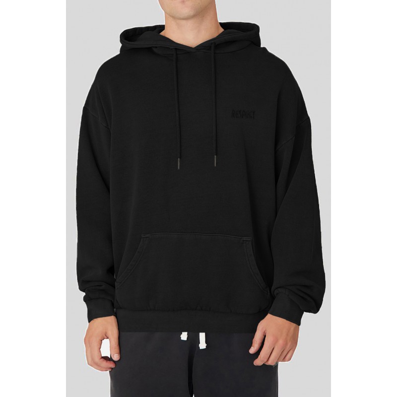 Black Drop-shoulder Pullover Men's Hoodie