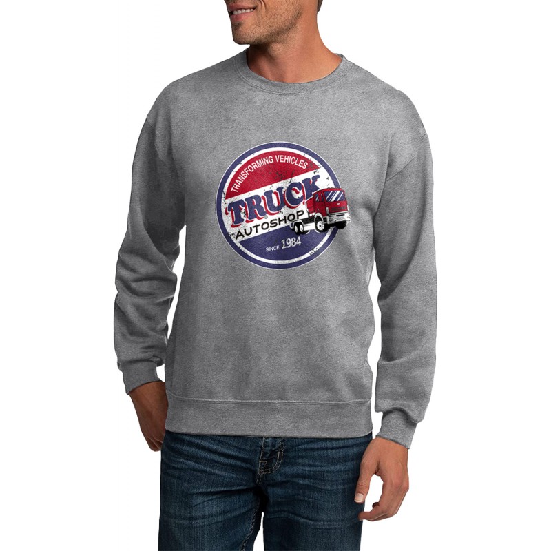 Gray Graphic Letter Print Crew Neck Men's Pullover Sweatshirt