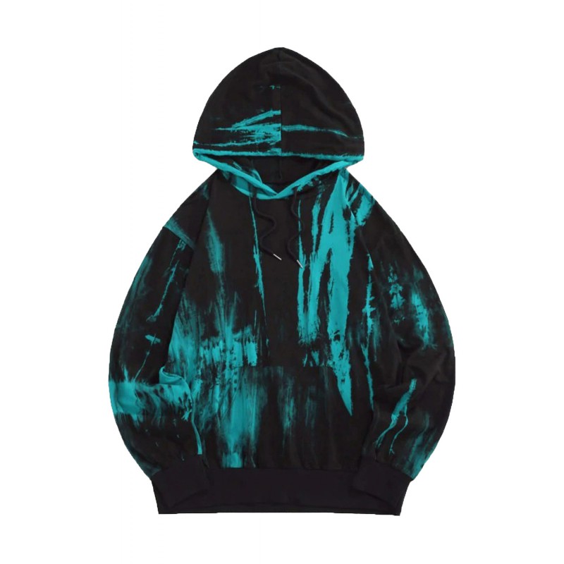 Tie-dyed Print Kangaroo Pocket Men's Hoodie