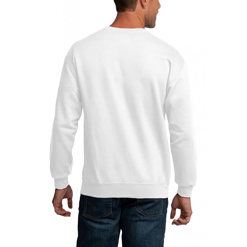 White Crew Neck Spaceship Graphic Men's Pullover Sweatshirt