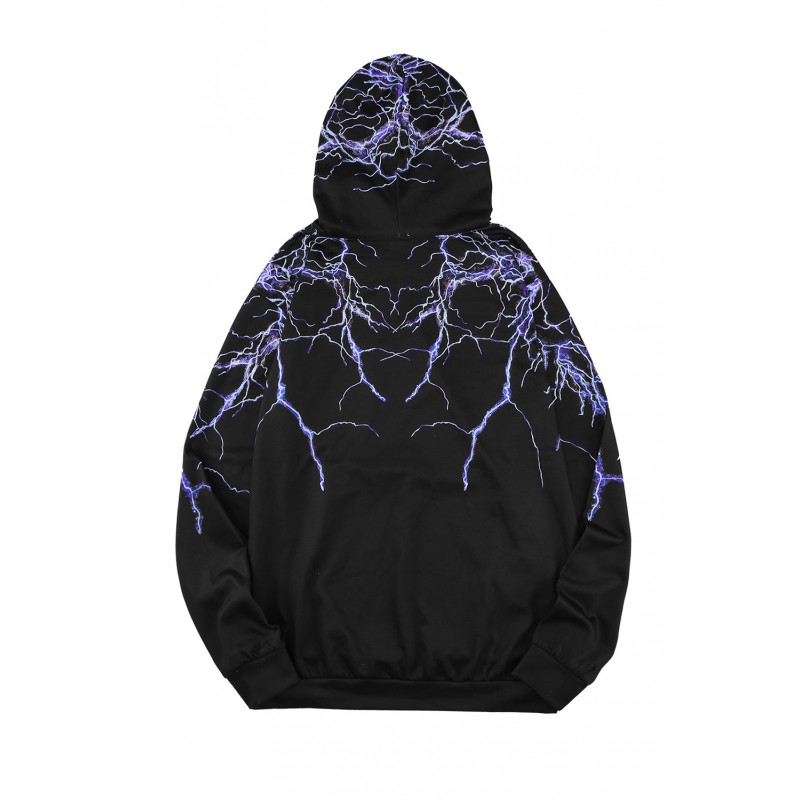 Black Lightning Men's Hooded Sweatshirt with Kangaroo Pocket