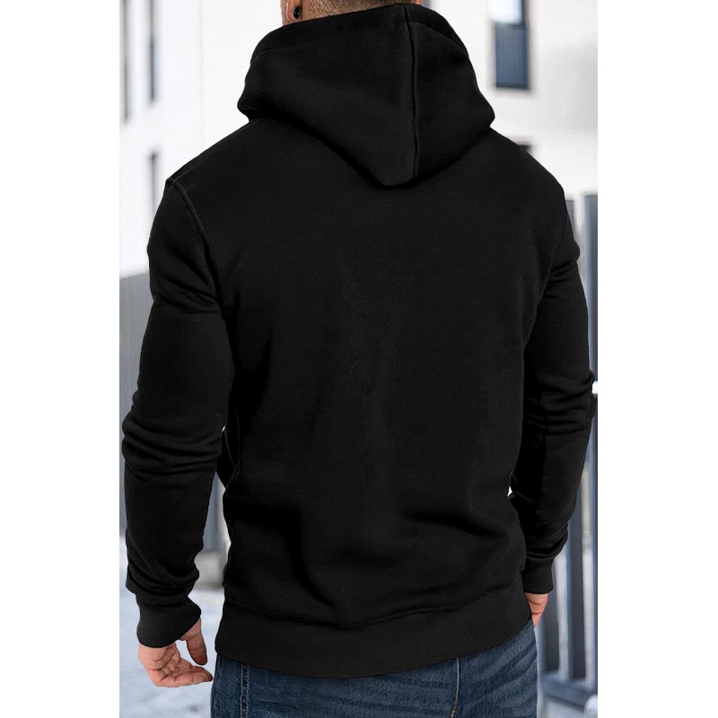 Black Letter Print Men's Hoodie with Kangaroo Pocket