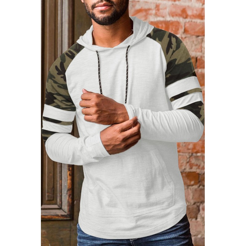 Camo Raglan Long Sleeve Pocket Men's Hoodie