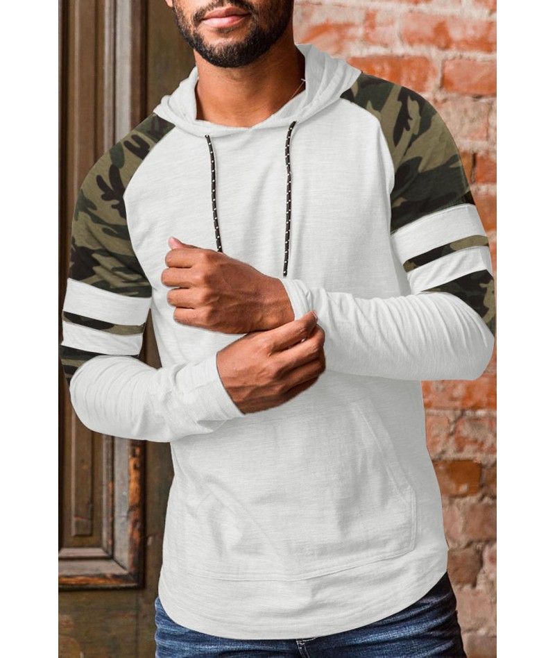 Camo Raglan Long Sleeve Pocket Men's Hoodie