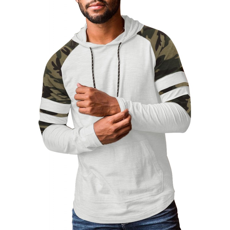 Camo Raglan Long Sleeve Pocket Men's Hoodie