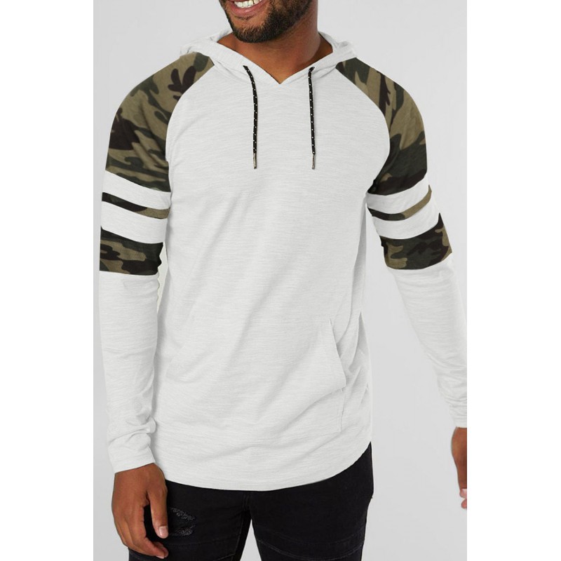 Camo Raglan Long Sleeve Pocket Men's Hoodie