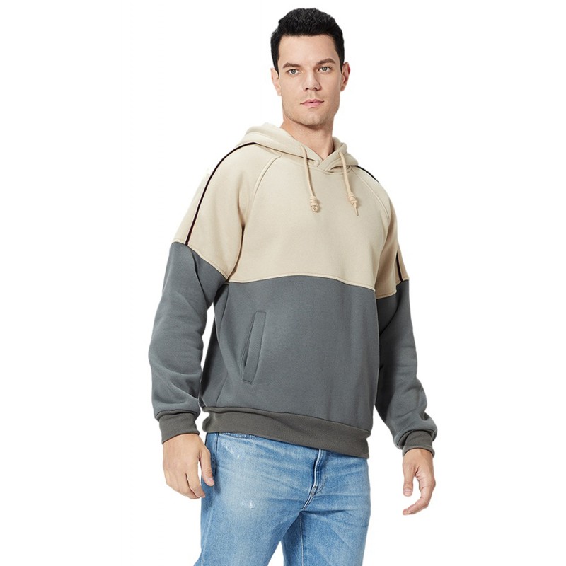 Gray Colorblock Men's Pullover Hoodie