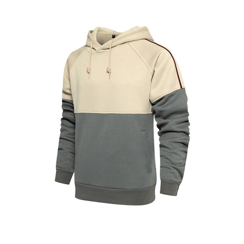 Gray Colorblock Men's Pullover Hoodie