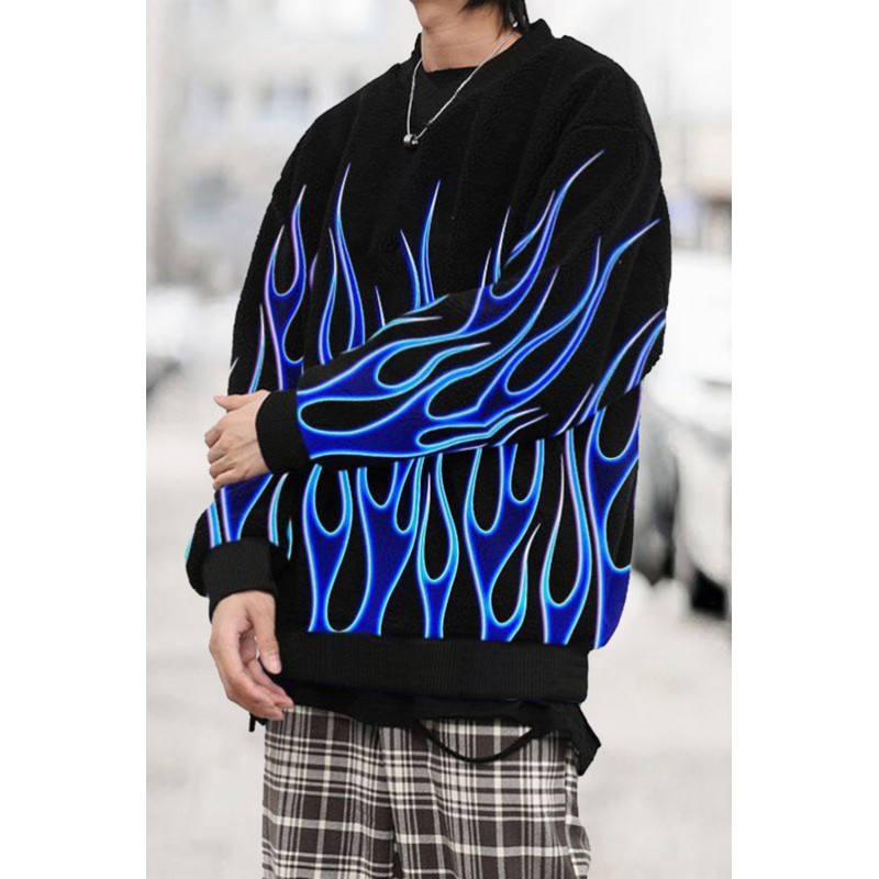 Men Abstract Print Long Sleeve Graphic Sweatshirt