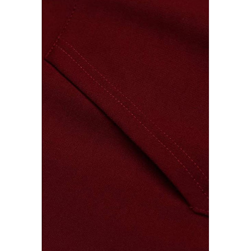 Burgundy Long Sleeve Pullover Men Hoodie