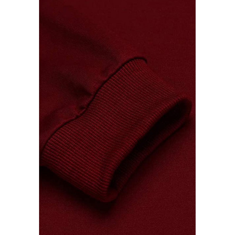 Burgundy Long Sleeve Pullover Men Hoodie