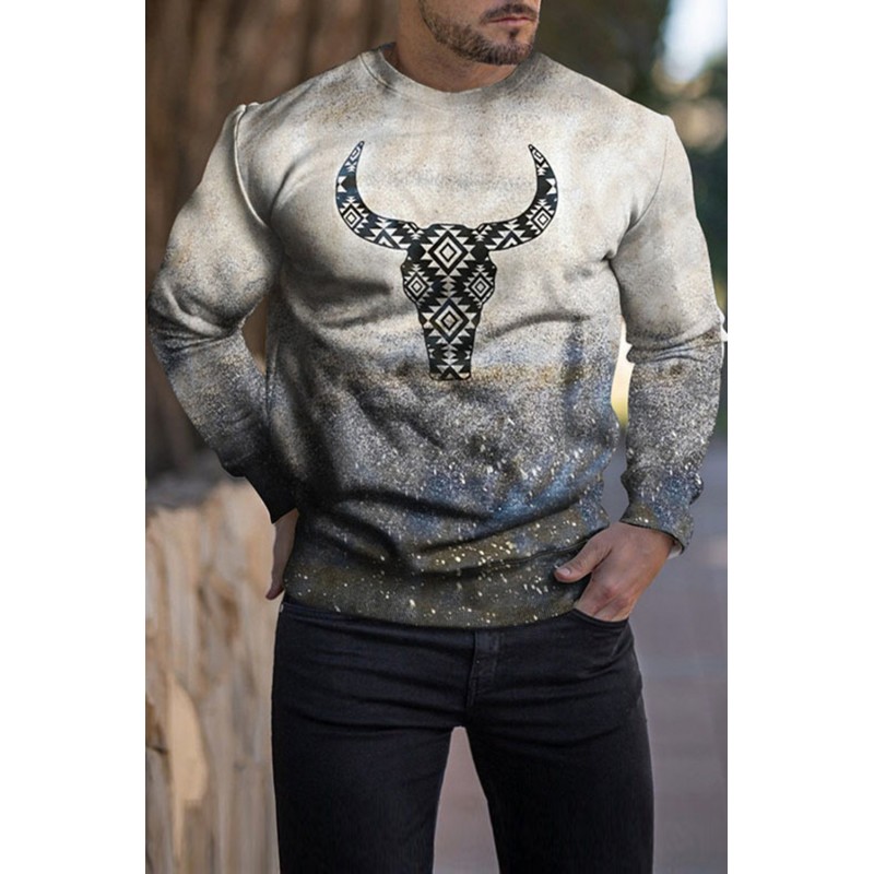 Men's Buffalo Tie-dye Print Sweatshirt