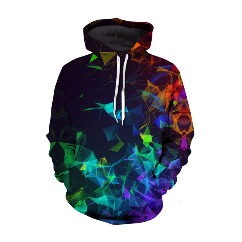 Men's Multicolor Geometric Print Pullover Hoodie