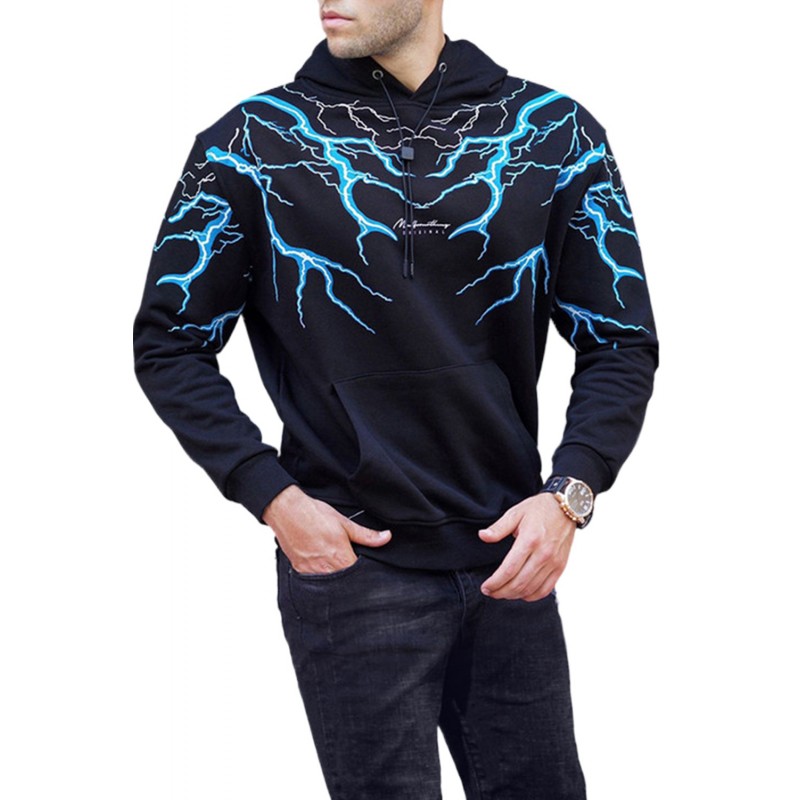 Black Lightning Long Sleeve Casual Men's Hoodie