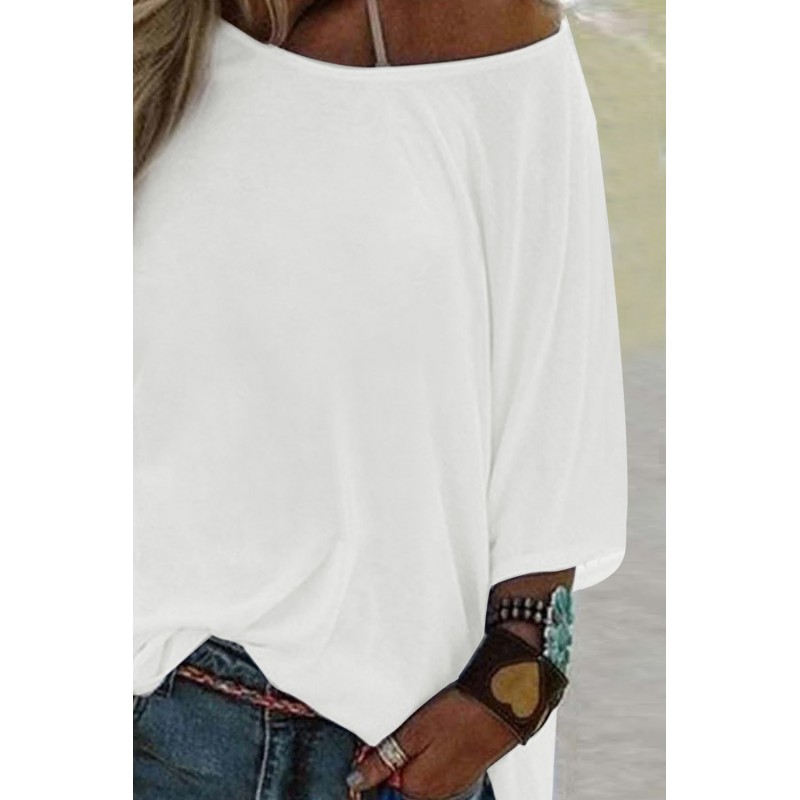 White Crew Neck Short Sleeve Loose Tee