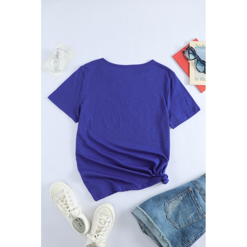 Blue Holes Crew Neck Cotton Mixed T-shirt